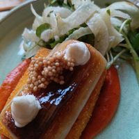 Fried polenta with mustard pickle at O Gambuzino in Lisbon