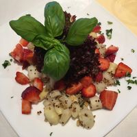Strawberry-asparagus-salad with quinoa at Schröders at Kurhaus am Inselsee in Guestrow