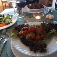 beetroot gnocchi with chanterelle and nuts at Holzschuh's Schwarzwaldhotel in Baiersbronn