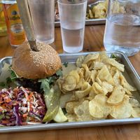 Burger and Salad at The Yodelin in Leavenworth