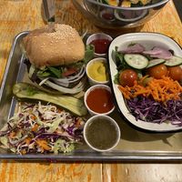 Vegan burger and we opted for salad  at The Yodelin in Leavenworth