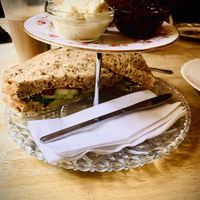 Vegan cream tea and sandwich  at Lion Rock Tea Rooms in Cheddar