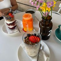 Vegan option at the front, vegetarian parfait in the back  at Carrotsticks & Cravings - Robertson Quay in Central Singapore