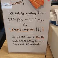 Will be reduced menu and takeaway only for a couple of weeks. There is a vegan peanut butter slice and vegan peanut cookie that will still be available. at Carrotsticks & Cravings - Robertson Quay in Central Singapore