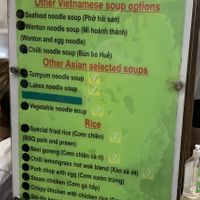 Menu with vegan options   at Pho Street in Cairns