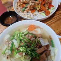 Vegetable noodle soup and wok fried veg and rice at Pho Street in Cairns