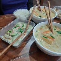 Green curry with rice and laksa Noodle soup at Pho Street in Cairns