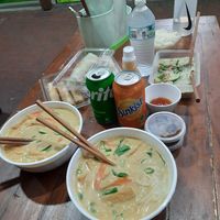 Laksa Noodle soup, green curry, rice paper rolls and spring rolls at Pho Street in Cairns