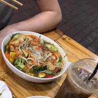 Vegan tofu noodle soup and Vietnamese coffee  at Pho Street in Cairns