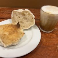 Vegan Pão de Quejo 
One half traditional (top layer) the other half with cashew cream cheese which I absolutely recommend trying 🤤  at Hera Veggie in Sao Paulo