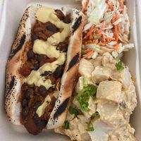 Vegan hot dog  at Veggie Grill - Spectrum Center in Irvine