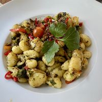 Gnocchi with vegetables, red peppers, garlic and oil at Perli's Pasta Mia in Quedlinburg