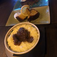 Delicious desserts: rice pudding, lemon cake & pistachio cake at BAAB in Oban