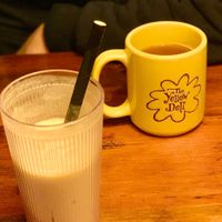 Pina colada smoothie and hot apple cider at The Yellow Deli  in Rutland