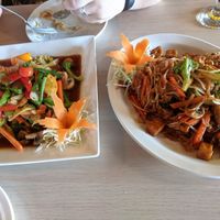 Cashew stir fry and pad thai at Kajohn Thai Cuisine in Halifax