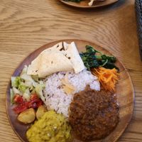 Vegan curry plate at Kumeys in Tokyo