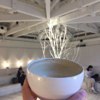 Soy latte / upstairs seating area at Walden Woods in Kyoto