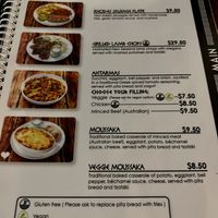 Menu mains   at Elia Greek Kitchen in Siem Reap