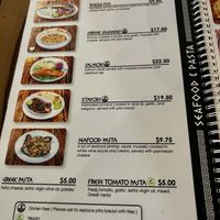 Menu pasta   at Elia Greek Kitchen in Siem Reap