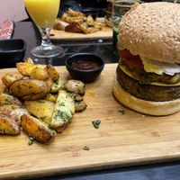 Really good burger and baked wedge fries  at Broc The Kasbah in Marrakech