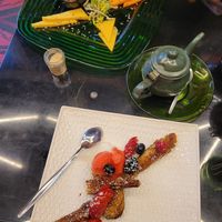 Cheese platter (vegetarian) and French Toast (vegan) at Broc The Kasbah in Marrakech