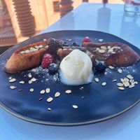 Tostada franncesa con frutos rojos y sorbete.   at Broc The Kasbah in Marrakech