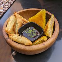 Vegan Samosa (3 Moroccan, 3 Indian inspired) at Broc The Kasbah in Marrakech