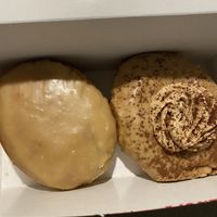 Maple blueberry donut and a tiramisu donut.   at Machino Donuts - Bloor St in Toronto