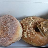 Chocolate ganache and butter tart donuts at Machino Donuts - Bloor St in Toronto