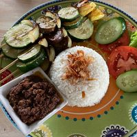 Vegetable skewers with peanut sauce  at Urban Jungle in Ubud
