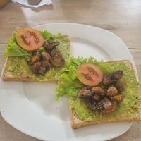 Avocado toast with fried mishrooms at Urban Jungle in Ubud