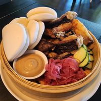 Crispy eggplant bao at Din Dins in Albury