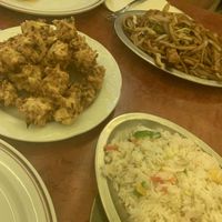 Chowmein, veggie balls and fried rice at Chu Lin in Lanzarote