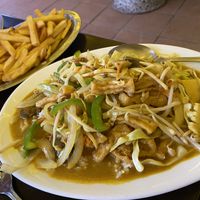 Curry sauce with rice, tofu and vegetables…delicious  at Chu Lin in Lanzarote