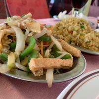 Stir fried tofu and vegan friendly fried rice at Chu Lin in Lanzarote