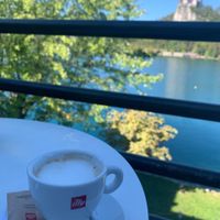 Cappuccino with a view at Kavarna Park - The Park Cafe in Bled