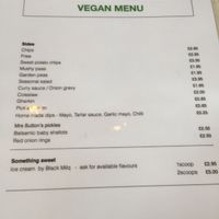 Vegan menu  at Sutton and Sons - Graham Rd in North London