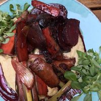 Hummus with grilled veg, bit greasy at Fig in Split