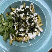 Patatas fritas con chimichurri y veganesa de ajo, brutal! at Fig in Split