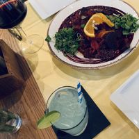 Roasted Vegetables & Hummus, House Red Wine, & Plitivich Margarita  at Fig in Split