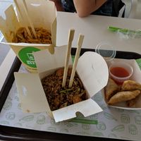 Noodle boxes and samosas at Noodle Box & Sushi in Lanzarote