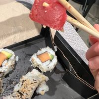 Supposed vegan sushi. Tastes like real fish 🫣 at Sushi Supply in Hamburg