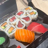 Supposed vegan sushi. Tastes like real fish 🫣 at Sushi Supply in Hamburg