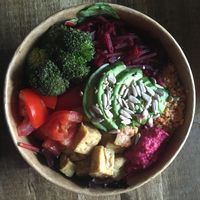 Red Beet Couscous Buddha Bowl at Sushi Supply in Hamburg