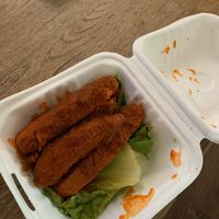 Buffalo boneless strips. So tasty.   at Plant Power Fast Food - SDSU in San Diego