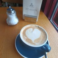 Milchkaffee mit Hafermilch 🤍 at Café Pavillon in Loerrach