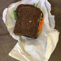 Vegetarian (all vegan) sandwich sandwich from Fresh & Co. (I told them not to cut the sandwich in half, because I feared cross contamination.) at fresh&co - Lexington Ave in New York City