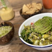 Chaya maya bowl and guac at Los Bowls de Guadalupe  in Tulum