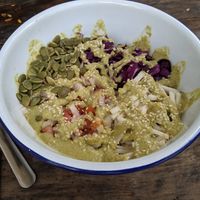 Lebanese bowl at Los Bowls de Guadalupe  in Tulum