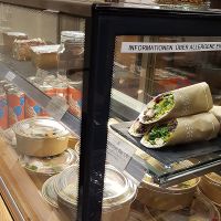 Display of wraps, salads, bakery etc. at Haferkater - S-Bf Friedrichstraße in Berlin
